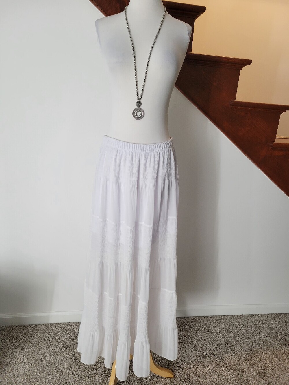 Nashalyly White Tiered Maxi Skirt - Women Size XL New